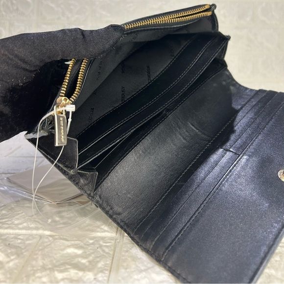 Burberry Pebbled Plaid Navy Leather Blue Wallet - Picture 11 of 16